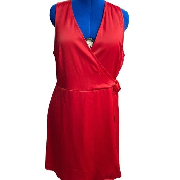 A.NEW.DAY.‎ Women’s Red Dress  Size XL Faux Wrap - Picture 1 of 7
